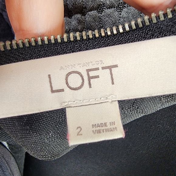 Ann Taylor Loft Gray and Black Color Block Textured A-Line Dress Size 2 - Picture 7 of 11